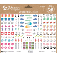 Lettering Sticker -Icons- konturgestanzt wiederablösbar bunt 328 Stück