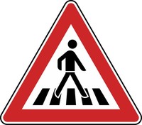 Verkehrszeichen VZ 101-21 Fußgängerüberweg, Aufstellung links, SL 630, 2mm flach, RA 1