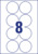 Runde Etiketten, ablösbar, A4, Ø 69 mm, 10 Bogen/80 Etiketten, weiß
