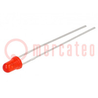 LED; 3mm; rood; 1500÷3200mcd; 45°; Voorkant: convex; 2÷2,4V