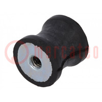 Vibration damper; M4; Ø: 15mm; rubber; L: 15mm; H: 4mm; 166N; 44N/mm