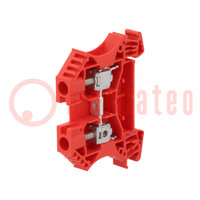 Splice terminal: rail; 6mm2; ways: 1; terminals: 2; red; wemid; TS35