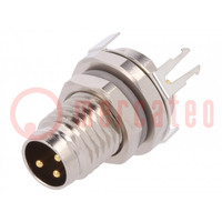 Connector: M8; male; PIN: 3; shielded; socket; IP67; 60V; 2.5÷4mm