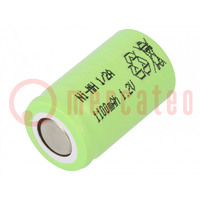 Re-battery: Ni-MH; 1/2A; 1.2V; 1100mAh; Ø16.3x27.4mm