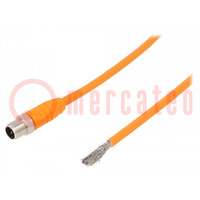 Connection lead; M12; PIN: 5; straight; 5m; plug; 60VAC; 4A; -25÷80°C