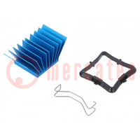 Heatsink: extruded; grilled; BGA; blue; L: 25mm; W: 25mm; H: 17.5mm