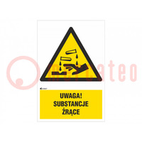 Panneau de sécurité; d'alerte; plastique adhésif; W: 200mm