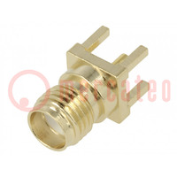 Socket; SMA; female; straight; THT; on PCBs; PTFE; gold-plated