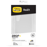 OtterBox React Série Coque pour Galaxy S23, Antichoc, anti-chute, ultra-mince, protection fine, testé selon les normes militaires, Antimicrobien, Clear