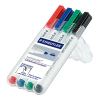 Staedtler Lumocolor whiteboard compact 341 markeerstift 4 stuk(s) Zwart, Blauw, Groen, Rood