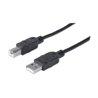 Manhattan Hi-Speed USB B Anschlusskabel, USB 2.0, Typ A Stecker - Typ B Stecker, 480 Mbps, 5 m, Schwarz