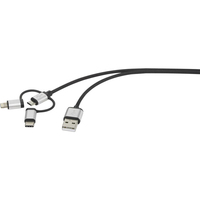 Renkforce RF-3335108 USB-kabel 1 m USB 2.0 USB A USB C/Micro-USB B/Lightning Grijs
