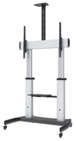 Manhattan TV & Monitor Mount, Trolley Stand, 1 screen, Screen Sizes: 60-100", Silver/Black, VESA 200x200 to 800x600mm, Max 100kg, Height adjustable 1200 to 1685mm, Camera and AV...