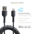 StarTech.com 50cm (20in) USB to Lightning Cable, MFi Certified, Coiled iPhone Charger Cable, Black, Durable TPE Jacket Aramid Fiber, Heavy Duty Coil Lightning Cable