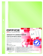 Skoroszyt OFFICE PRODUCTS, PP, A4, 2 otwory, 100/170mikr., wpinany, jasnozielony
