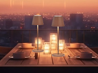 2er SET Outdoor Akku Tischlampen Rostoptik mit USB Ladefunktion, 34cm