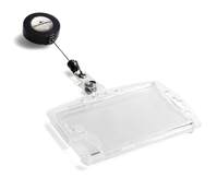 Durable Enclosed 2 Card Badge Reel Security Pass ID Holders | 10 Pack | Clear