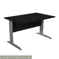 Scrivania piano nero venato frassino 120x80xH.72 cm gamba a L in metallo antracite opaco Presto - 004K2/8/AF