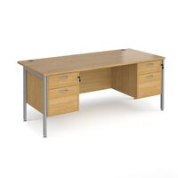 Maestro 25 straight desk 1800mm x 800mm with two x 2 drawer pedestals - silver H