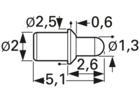 Batterielade- und Schnittstellenkontakt mit Tastkop, Rundkopf, Ø 2.5 mm, Hub 1.2