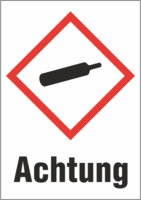 Gefahrgut-Schild, Symbol: GHS04/Text: "Achtung", (B) 26 mm, Kunststoff, 013.27-9