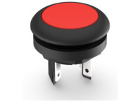 Drucktaster, 1-polig, rot, unbeleuchtet, 0,1 A/35 V, Einbau-Ø 16.2 mm, IP65/IP67