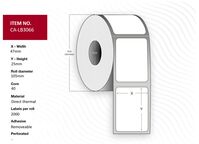 Label 47x25, Core 40, Diameter 105 mm. Thermal Nyomtató címkék