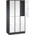 Armario guardarropa de acero de dos pisos INTRO, A x P 920 x 500 mm, 6 compartimentos, cuerpo gris negruzco, puertas en blanco puro.