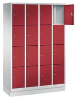 Fächerschrank, BxTxH 1190x500x1800 mm, 4x4 Fächer, Abt.B 300mm, Sockel, Schloss,