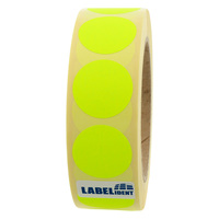 Markierungspunkte Ø 30 mm, leuchtgelb, 1.000 runde Etiketten auf 1 Rolle/n, 3 Zoll (76,2 mm) Kern, Papierpunkte permanent, Verschlussetiketten