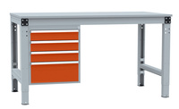 Gehäuse-Unterbau Stationär, Nutzhöhe 500 mm mit 4 Schubfächer. Für Tischtiefe 800 mm, in Rotorange RAL 2001 | PAK3088.2001