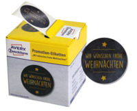 "Promotion Aufkleber ""Weihnachten"", Ø 38 mm, 1 Rolle/200 Etiketten, schwarz, gold"