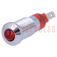 Controlelampje: LED; bol; rood; 24÷28VDC; Ø8,2mm; IP40; metaal