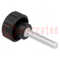 Knob; Ø: 20mm; Ext.thread: M5; 25mm; H: 16mm; polyamide; knurled