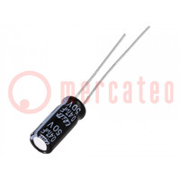 Capacitor: electrolytic; THT; 0.47uF; 50VDC; Ø5x11mm; Pitch: 2mm