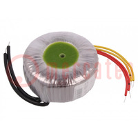 Transformer: toroidal; 50VA; 230VAC; 24V; 24V; 1.04A; 1.04A; Ø: 78mm