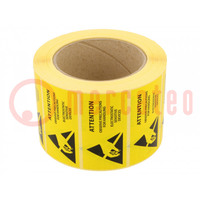 Self-adhesive label; ESD; 76x38mm; 1000pcs; reel; yellow-black
