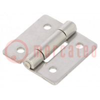 Hinge; Width: 30mm; stainless steel; H: 30mm; Holes pitch: 18/18mm