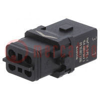 Connector: HDC; contact insert; female; Han® 1A; PIN: 4; 3P+PE