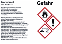 Gefahrstoffetikett Isobutanol - Gefahr, Rot/Schwarz, 10.5 x 14.8 cm, Weiß