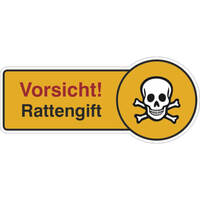 SafetyMarking Fahnenschild Vorsicht Rattengift, Alu Dibond, Größe 30,0 x 13,0 cm