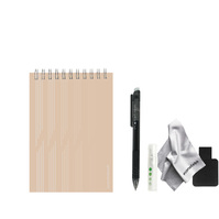 Bloc-note A6 couleur creme collection bureau avec ses accessoires inclus (porte stylo, stylo, lingette, spray)