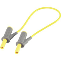 CORDON DE MESURE DE SÉCURITÉ[BANANE MÂLE 4 MM -BANANE MÂLE 4 MM ] ULTRA FLEXIBLES 25.00 CM;JAUNE;MSB-501 10 A