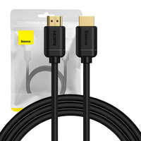 BASEUS CABLE ADAPTADOR HDMI A HDMI DE ALTA DEFINICIÓN, 1,5 METROS DE LONGITUD, COLOR NEGRO