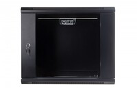 Szafa sieciowa wisząca 19" 9U rack 600x600, drzwi szyba, niedzielona, niezłożona, Czarna