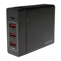 LogiLink USB Tischladeadapter 3xUSB-A Port+1xUSB-C Port,60W