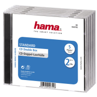 Hama CD Double Jewel Case Standard, Pack 5 2 Disks Transparent