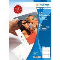 HERMA Fotophan Fotosichthüllen 9x13 cm quer weiß 10 Hüllen