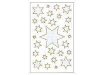 Aufkleber bsb Deco Sticker silberne Sterne mit goldenem Glitterrand