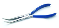 product - schmitz electronic snipe nose pliers ESD very long, strong, bent, serrated jaws - 7.7/8"